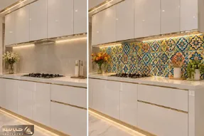 جلوه دار ترین کاشی های بین کابینتی برای کابینت سفید؛ انتخاب با احتیاط و نتیجه ای مدرن