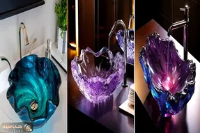 روشویی شیشه ای رنگی؛ مدل های خلاقانه و سوپر لوکس برا خلق نقطه کانونی و فضای چشمگیر