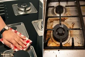 شوینده شیمیایی تمیز کننده  گاز به علاوه ساخت محلول خانگی؛ چربی سفت و سوخته خدافظ