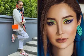 خانم بازیگر با لباس جذب و گنگش سوار بر موتوری بسیار بزرگ!