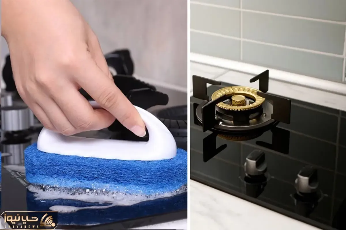 تمیز کردن صفحه گاز شیشه ای؛ با شوینده های قوی کارخونه ای نیفت به جونش