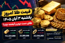 قیمت طلا امروز یکشنبه 3 آبان 1405 / طلای دست دوم و آبشده چند؟