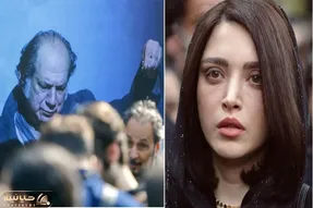 (عکس) تشییع آتیلا پسیانی؛ چهره بهت زده و درهم بهنوش طباطبایی در مراسم ختم