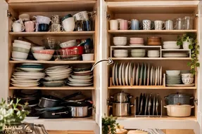 چطور ظروف را زیبا داخل کابینت بچینیم؟ چطور فضای جادار تری داشته باشیم؟سوالات چیدمان