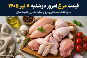 قیمت مرغ امروز دوشنبه ۸ تیر ۱۴۰۵ + جدول