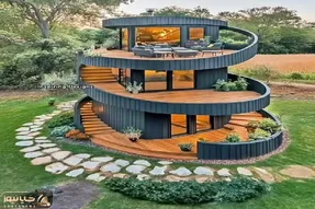معماری خلاقانه؛ طراحی ویلای لاکچری سه طبقه مارپیچی