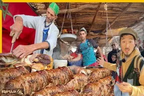 غذای مراکشی ؛ کباب روده بره غذای خیابانی کمیاب و خوشمزه که واسه خوردنش با هواپیما میان