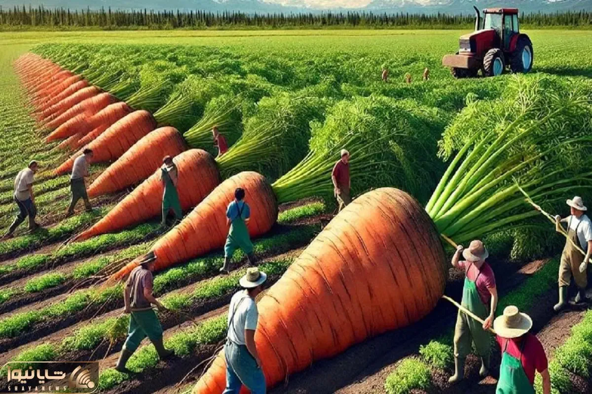 کشاورزی نوین؛ هویج 20 کیلویی 20هکتار زمین و با ربات تو 20 ثانیه چید مستقیم آب گرفت