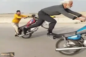 آواز شاد؛ پسر مغرور تک چرخ زدنشو رخ میکشید پیرمرد یه تک چرخی زد برگ ریزون طرف سوسک شد