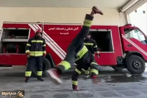 آواز شاد؛ رقص هلیکوپتری و جذاب 3 تا آتش نشان کشورمون؛ چقدر با استعدان تو همه چی