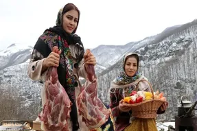 غذای خوش پخت دهاتی؛ خانومای باسلیقه تو برف خوراک سر دست و زرشک پلو زعفرونی پختن دلبر