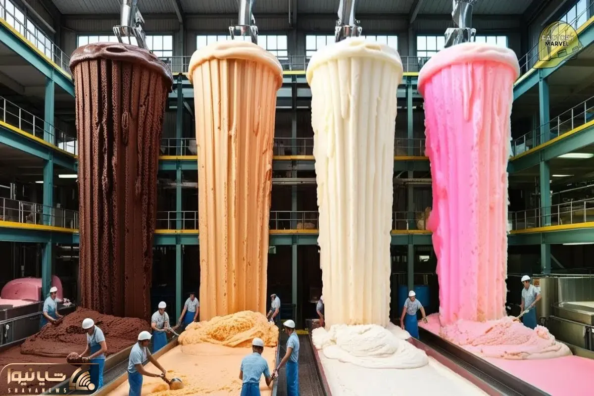 کارخانه تولید بستنی؛ با ماشینای مدرن صنعتی توی کارخونه صد ها مدل بستنی تولید میکنن