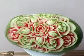 آموزش آشپزی؛ طریقه دیزاین گام به گام هندونه مجلسی با یه چاقو برای ضیافت های شاهانه