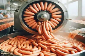 فرآوری خوک؛ برای تولید سوسیس خوش رنگ و لعاب خوک حرومی صورتی و زنده چرخ کرد