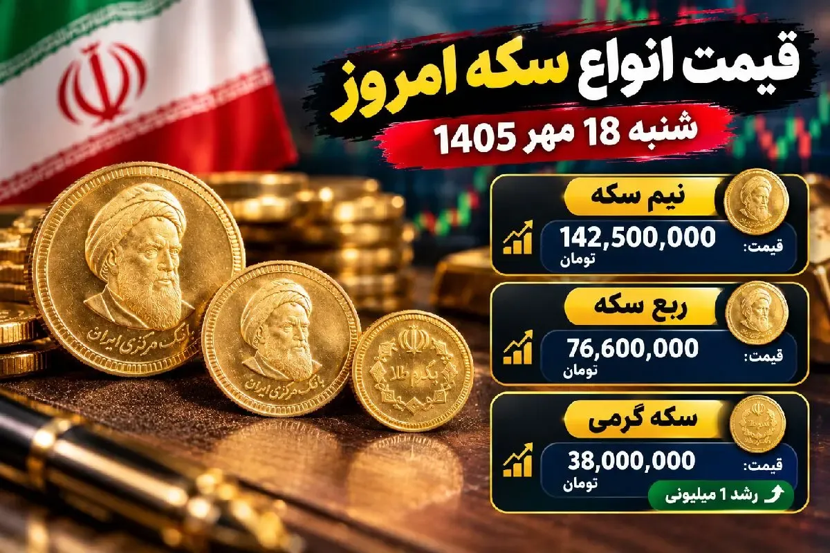 قیمت نیم سکه، ربع سکه و سکه گرمی امروز 18 مهر 1405