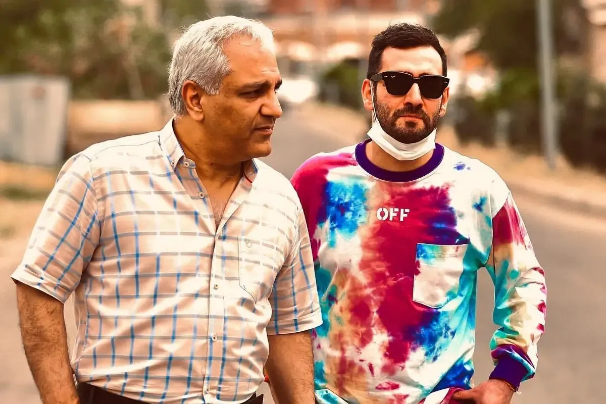 ژست خاص پدر و پسری مهران مدیری و نیما در کنار هم!