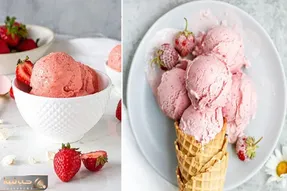 طرز تهیه بستنی توت فرنگی بدون ثعلب و بدون دستگاه / سه سوته یه بستنی عالی درست کنید