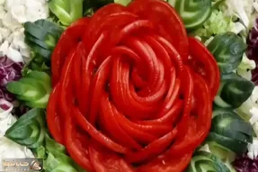 ایده های خلاقانه؛ تزئین گوجه فرنگی شکل گل رز