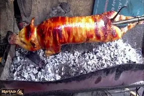 غذای چندش؛ خوک‌ سیاه و به سیخ میکشن کز میدن تا گوشتش بریونی شه اسلایسش میکنن