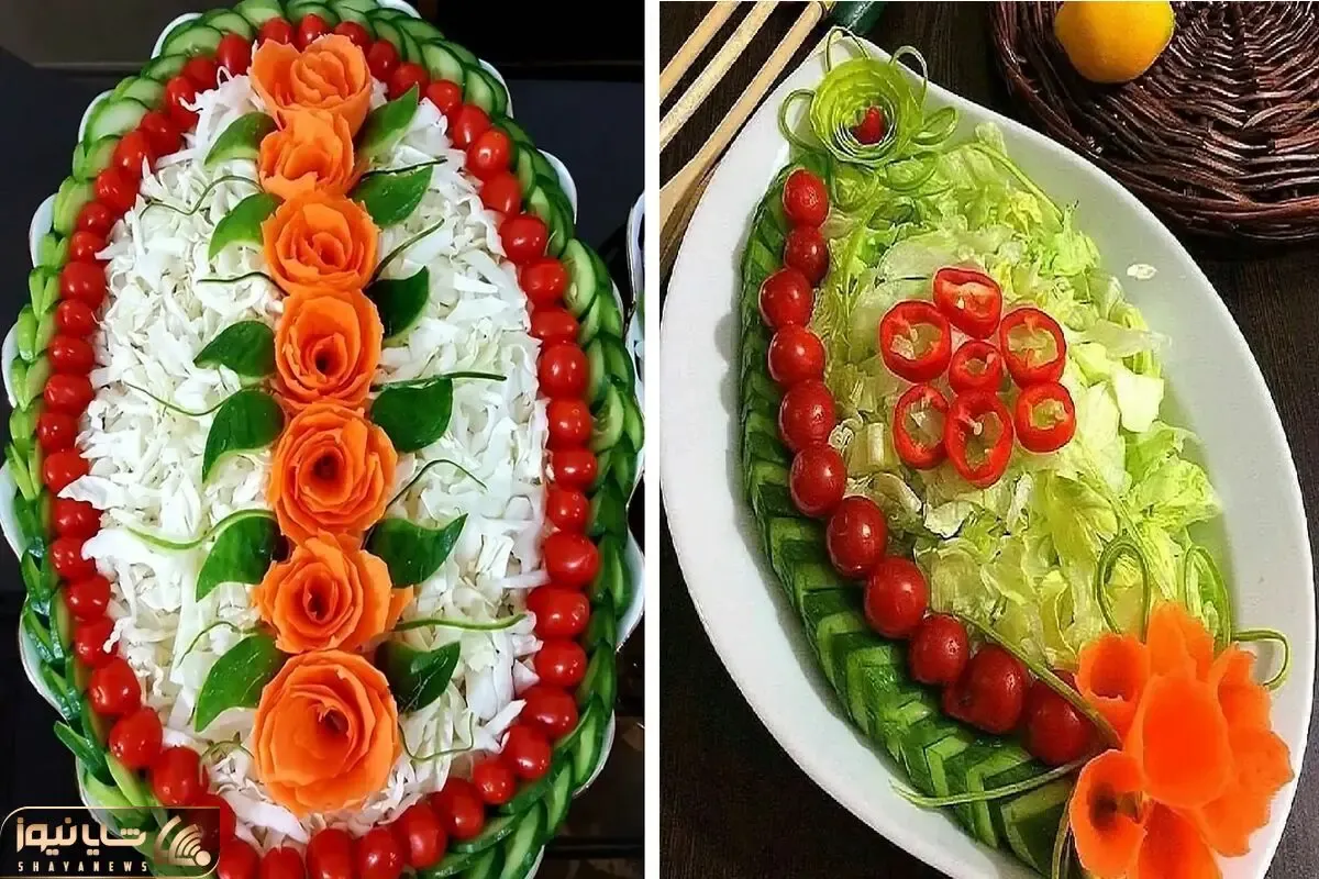 انواع تزیین سالاد همه جوره‌اش از کاهو تا خیار گوجه / داشتن چیدمان بی نظیر میز یا سفره
