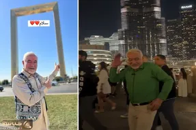 آواز دیش دیش؛ صادق بوقی زیر برج خلیفه دبی با همون لهجه آو آو آو رشتی هندی خوند