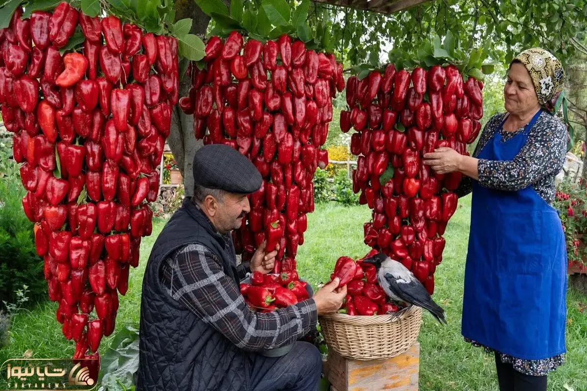 کاشت و برداشت خانگی؛ با فلفل دلمه ای هایی که عین خوشه انگور از درخت آویزونن چی پختن
