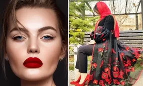 مانتو مشکی با این رنگ رُژ لب یه ترکیب خوشگل و چشمگیر؛ کجا چه رنگی بزنیم!