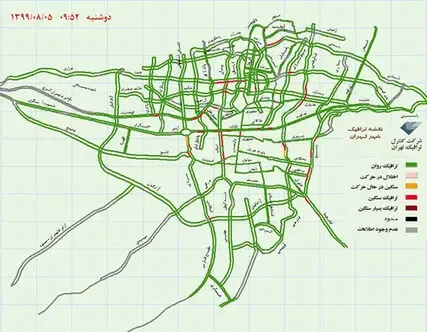 وضعیت ترافیک تهران در اولین روز محدودیت‌ها