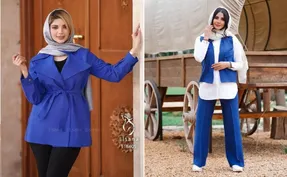 با مانتو آبی کاربنی مثل آب خوردن خفن تیپ بزن؛ این رنگ خوراااک مهمونیه!