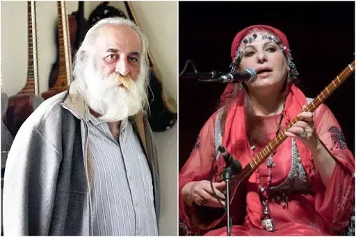 بوسه قشنگ کامکار بر مزار همسرش استاد محمدرضا لطفی + ویدئو