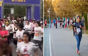 حجاب حاشیه ساز خانم ها در دوی ماراتن بوستان ولایت همزمان با رزمایش جانفدایان