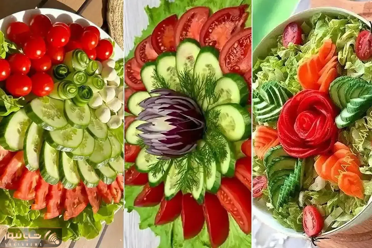 ایده چیدمان و دیزاین سالاد کاهو برای ضیافت های خاص و اعیونی؛ سفره رنگ و لعاب دار شیک