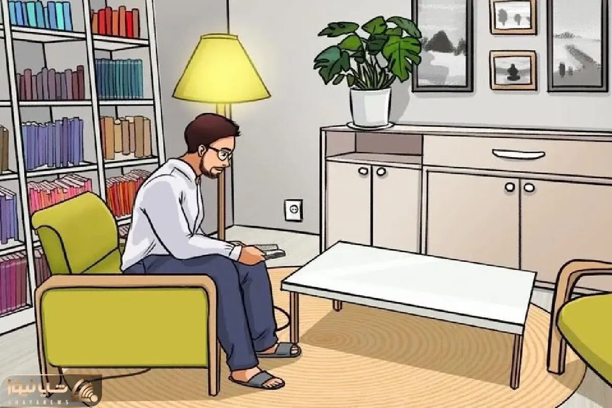 بازی فکری؛ سعی کن اشتباه مخفی شده در تصویر اتاق نشیمن مرد را پیدا کنی.