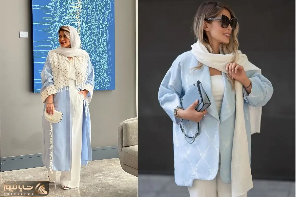 استایل آبی و سفید بهاره؛ عید امسال زیبایی و لطافت آسمان را با مانتو آبی تجربه کنید