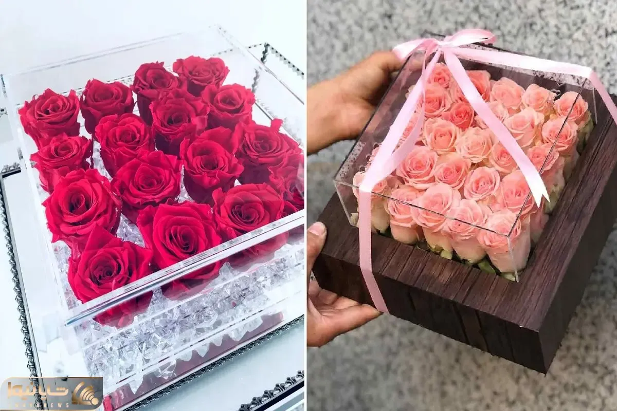 سبک های متنوع باکس گل رز قرمز و صورتی؛ ایده های ظریف و شیشه ای گل برای کادو دادن
