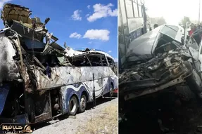 (ویدیو) تصادف وحشتناک اتوبوس با 40 خودرو در کرج + جزئیات حادثه