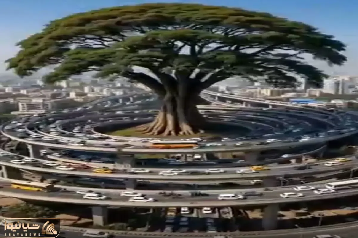 معماری خلاقانه؛ شهر نبوده این درخت بوده قطعش نکردن دور تا دورش جاده ساختن پیچ در پیچ