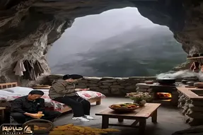معماری خلاقانه؛ تو غار خونه مستحکم ساختن بیرون طوفان و بورانه شدید هیچیشون نمیشه