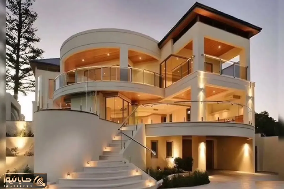 معماری خلاقانه؛ ویلای اعیونی ساخته چهار طبقه هر طبقه پارکینگ و استخر داره