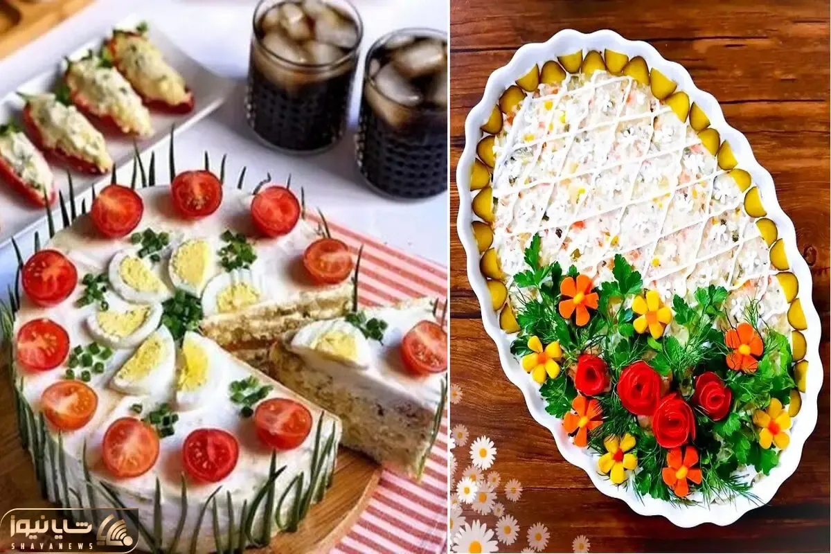 ایده های جذاب برای تزئین سالاد الویه/خیلی ساده سفره مهمونی رو زیباتر از همیشه کن