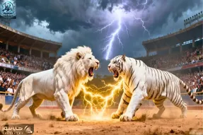 مستند حیات وحش؛ عناد سراسر خشم شیر سفید و ببر غول به قصد کشتن هم
