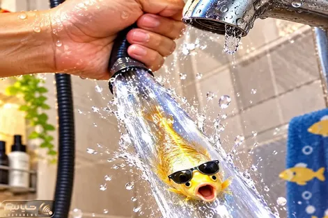 (ویدیو) برای این که ماهی سرسره بازی کند انداختنش داخل شلنگ آب را باز کردند