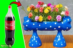 ایده های خلاقانه؛ چطور این گلدون جذابو با بطری های پلاستیکی دوغ و نوشابه درست کردن