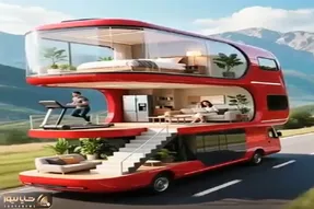 معماری خلاقانه؛ کمپر سیار ساختن 3 طبقه سقف اتاق خوابش باز میشه شبا ستاره ها رو میبینن