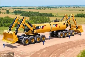 ابزارآلات غول پیکر؛ اپراتور بیل مکانیکی رو گربه‌سگ کرد برا سرعت صاف کردن زمین