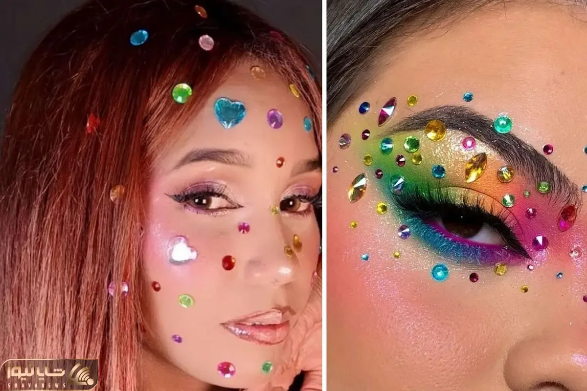 طراحی های مختلف نگین رنگی روی صورت؛ ترندی که اون سر دنیا لانچ شد و اینور پرطرفدار