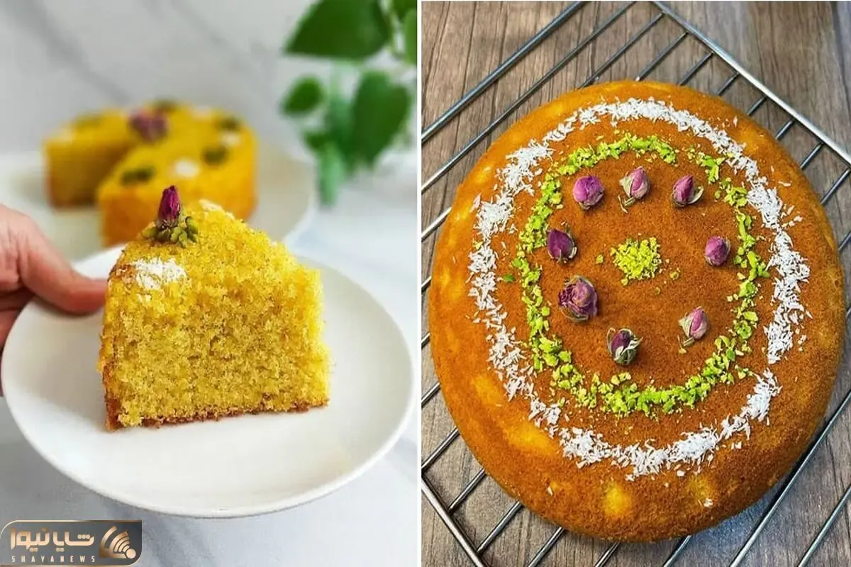 طرز تهیه کیک زعفرونی کافی شاپی / حسابی پف میکنه و طعم و بافتش عالیه