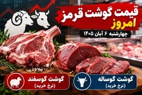 قیمت گوشت قرمز امروز چهارشنبه 6 آبان 1405 / نرخ خرید گوشت گوسفند و گوساله چند؟