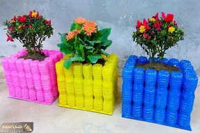 ایده های خلاقانه؛ بطری های پلاستیکی آب معدنی دور ننداز باهاش این گلدونای رنگیو بساز