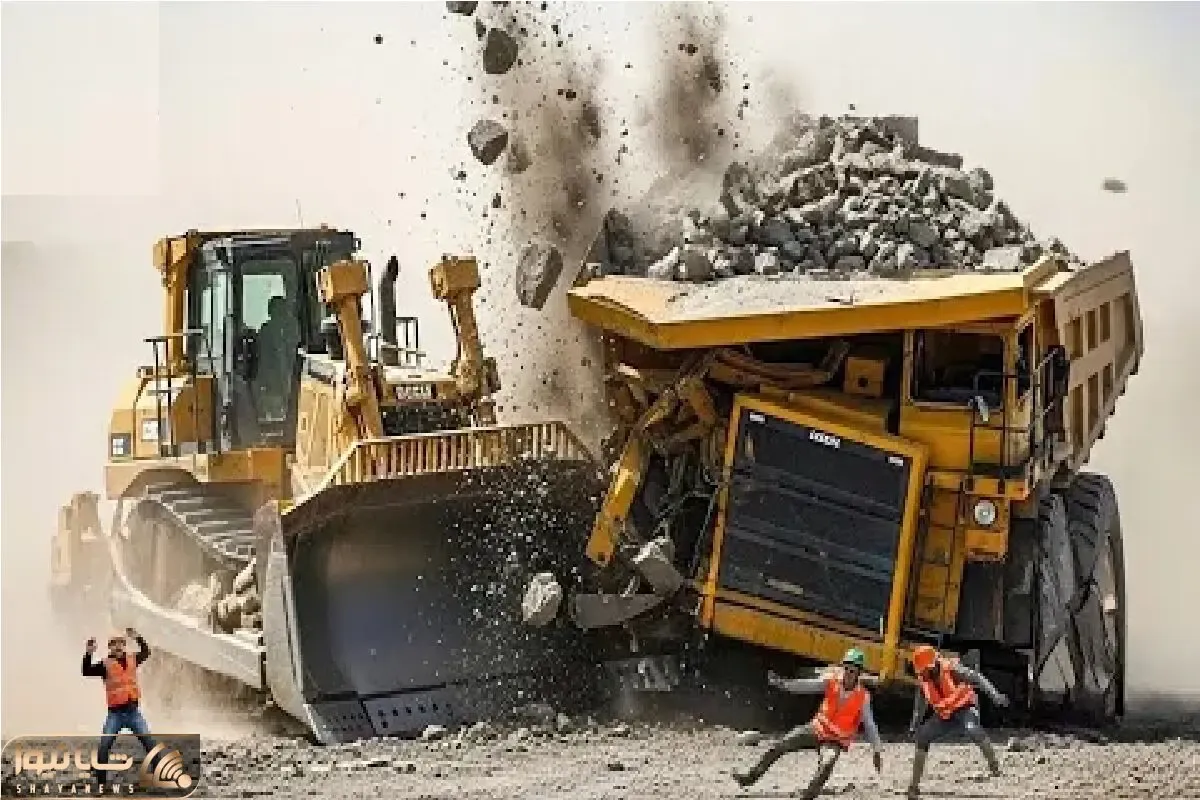 ابزارآلات غول آسا؛ پل زیرپا انداخت اپراتور بیل مکانیکی الفاتحه